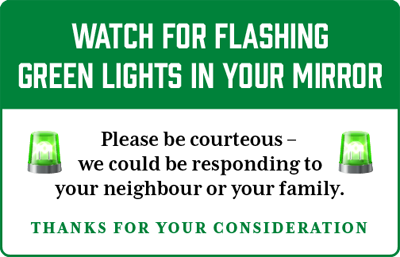Green Lights Flashing - Please be courteous and let us pass